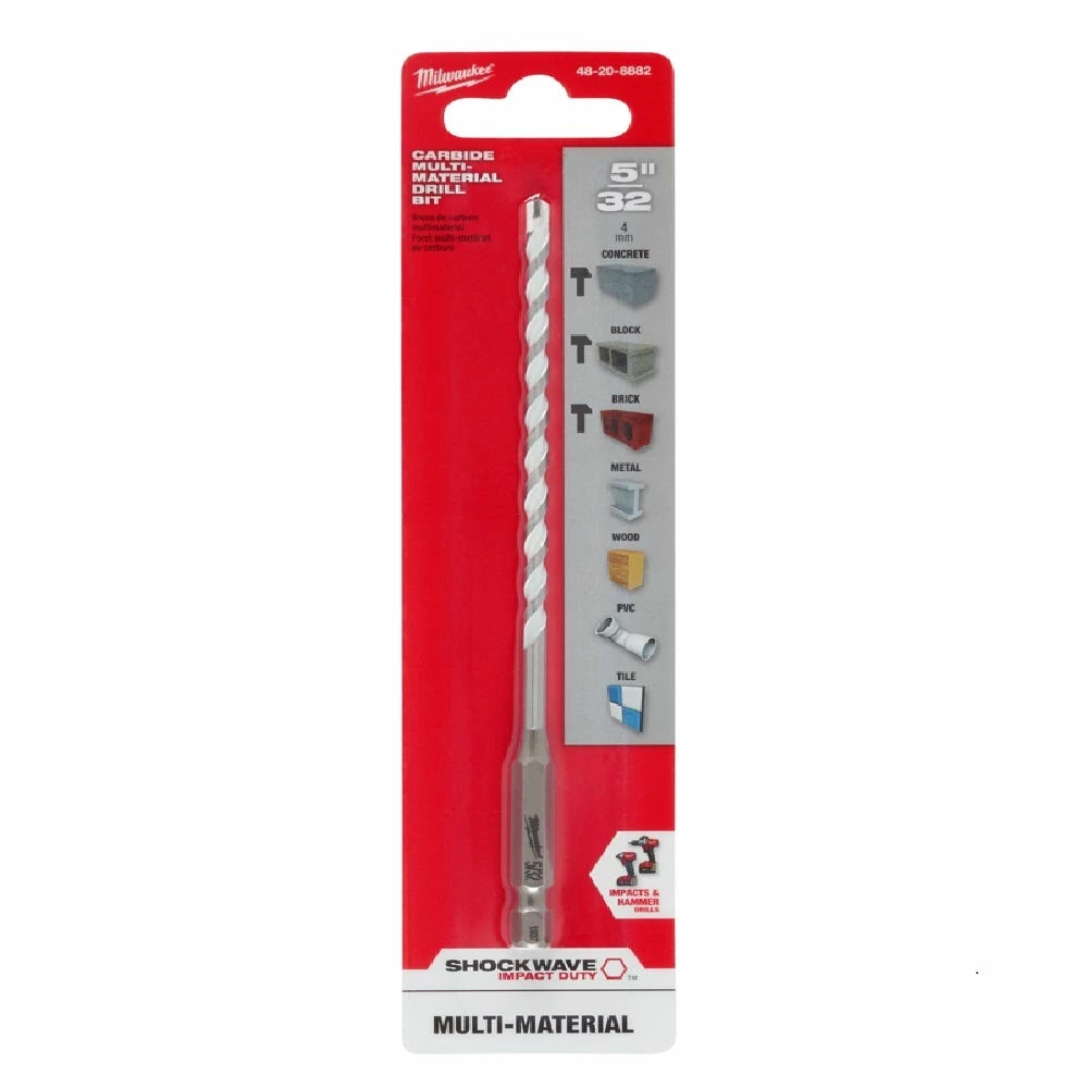 Milwaukee 5/32" Shockwave™ Carbide Multi-Material Drill Bit - 48-20-8882 - Power Tool Accessories - Image 2