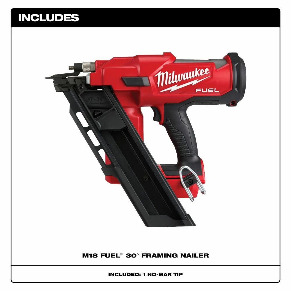 Milwaukee M18 FUELâ„¢ 18-Volt 30-Degree 3 1/2" Lithium-Ion Brushless Cordless Framing Nailer, Tool Only - 2745-20 - Nailers - Image 15