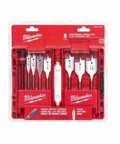 Milwaukee Universal Quik-Lok Flat Boring Bit Set, 8-Piece Set - 49-22-0175 - Replacement Parts & Accessories