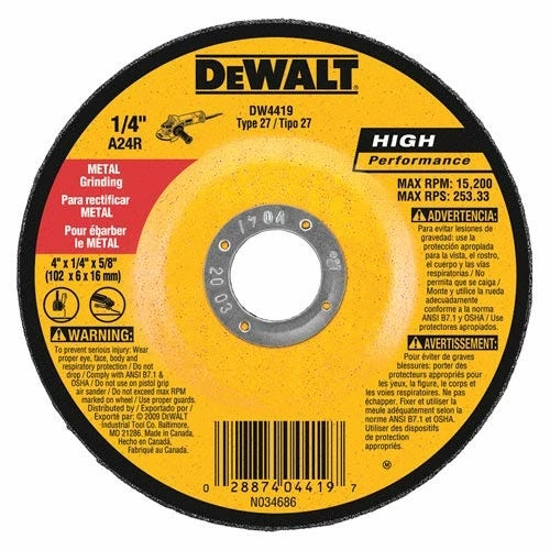 DeWalt 5" x 1/4" x 7/8" High Performance Metal Grinding Wheel DW4619 - Replacement Parts & Accessories - Image 2