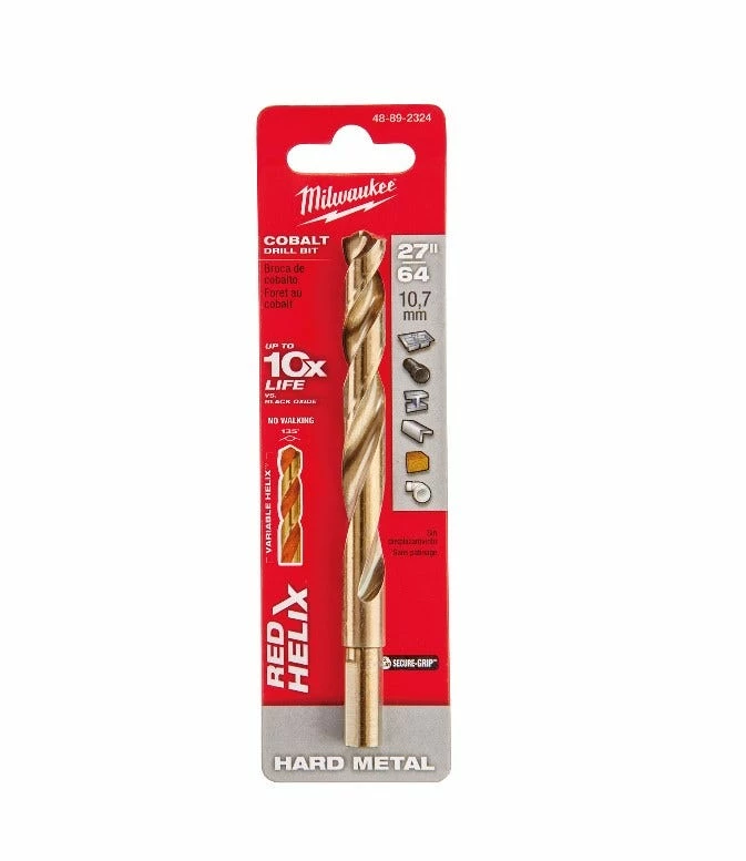 Milwaukee 27/64" Cobalt Red Helix Drill Bit - 48-89-2324 - Drill Bits