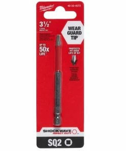 Milwaukee Shockwave 3-1/2 Inch Impact Square Recess -2 Power Bit 48-32-4572 - Replacement Parts & Accessories