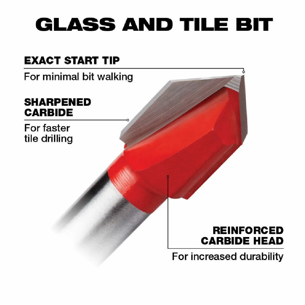 Milwaukee Glass and Tile Bit Set, 4-Piece - 48-20-8988 - Power Tool Accessories - Image 3
