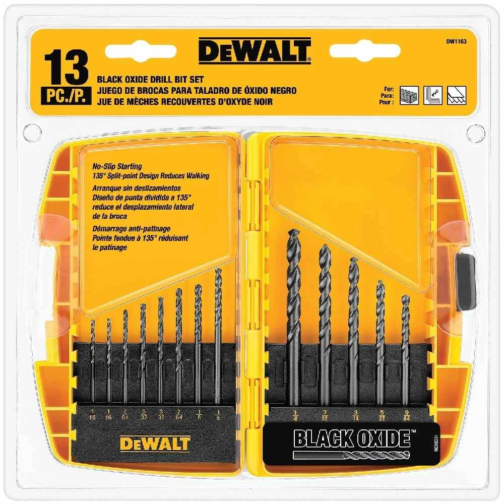 DeWalt 13-Piece Black Oxide Drill Bit Set DW1163 - Replacement Parts & Accessories