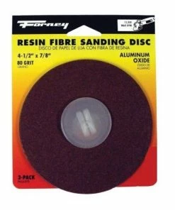 Forney 3pk Resin Fibre Sanding Disc 4 1/2 inch x 7/8 inch 80 Grit 71670 - Replacement Parts & Accessories