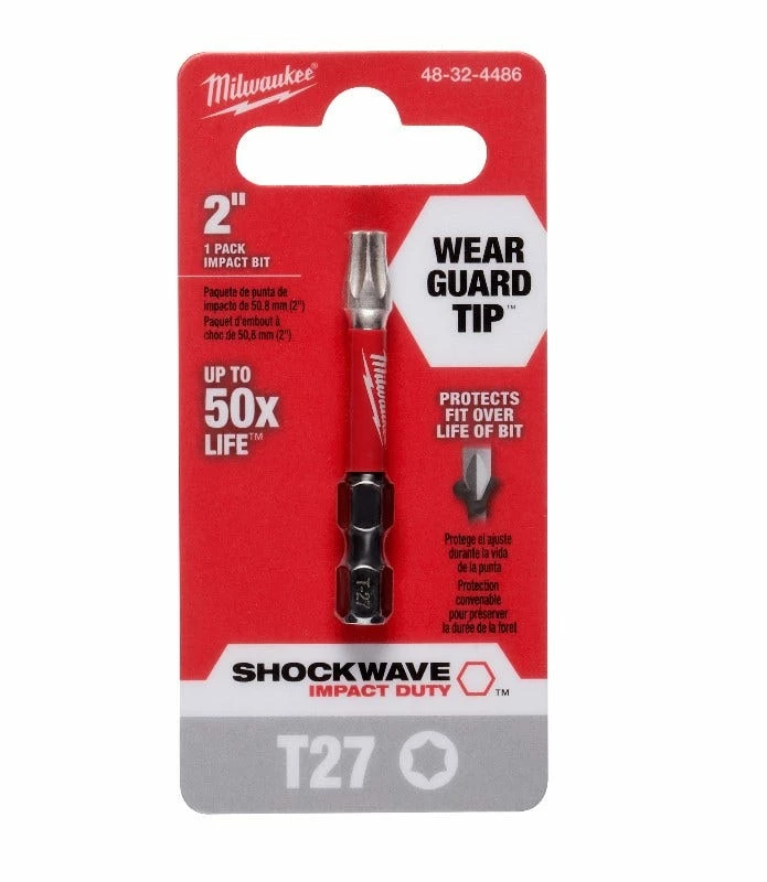 Milwaukee Shockwave 2 Inch Impact Torx T27 Power Bit 48-32-4486 - Replacement Parts & Accessories