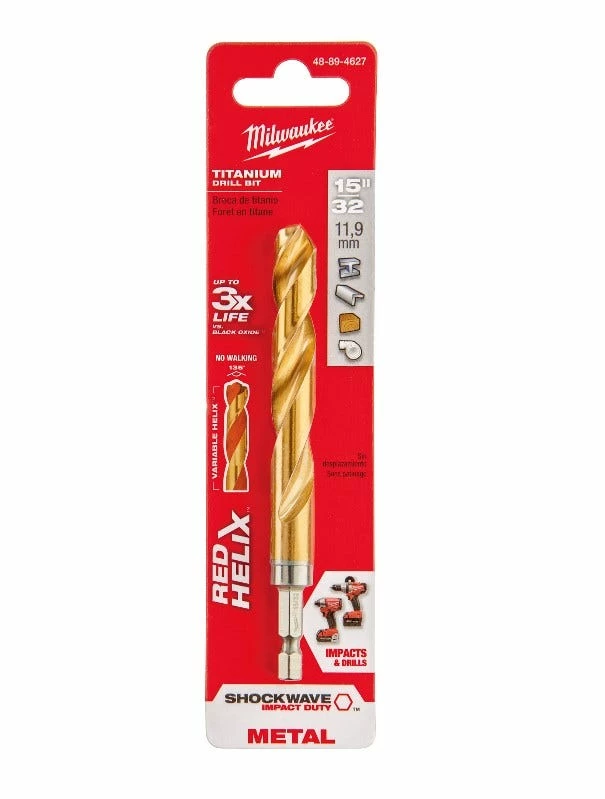 Milwaukee Shockwave 15/32" Titanium Drill Bit - 48-89-4627 - Drill Bits