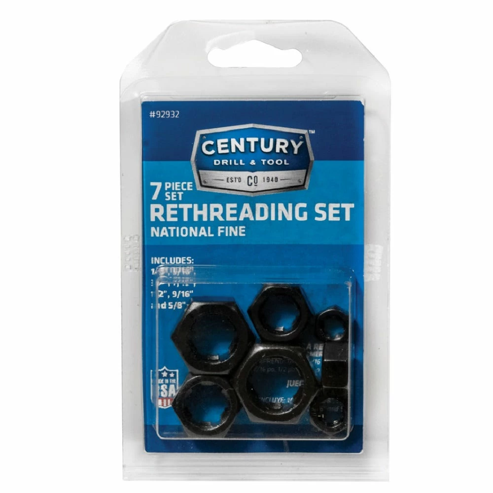 Century Drill & Tool 7 Piece Fractional NF Rethreading Set - 92932 - Power Tool Accessories