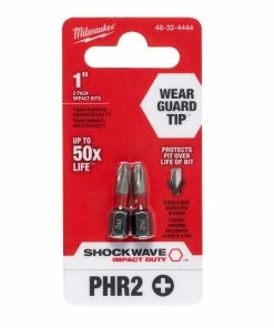 Milwaukee Shockwave 2-Piece Impact Phillips -2 Insert Bits 48-32-4444 - Replacement Parts & Accessories