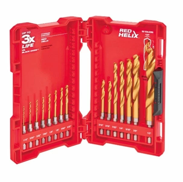 Milwaukee Shockwave™ Red Helix™ Titanium Drill Bit Set, 15-Pieve Set - 48-89-4630 - Drill Bits