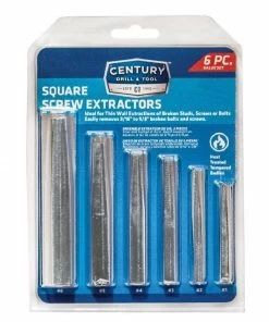 Century Drill & Tool 6 Piece Square Flute Screw Extractor Set - 73214 - Power Tool Accessories