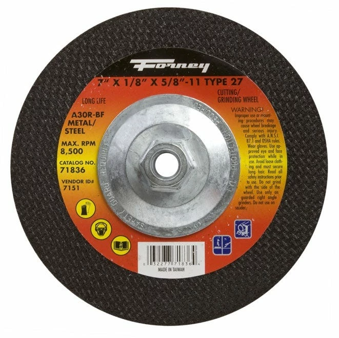 Forney Wheel Abrasive 7 inch x 1/8 inch x 5/8 inch - Replacement Parts & Accessories