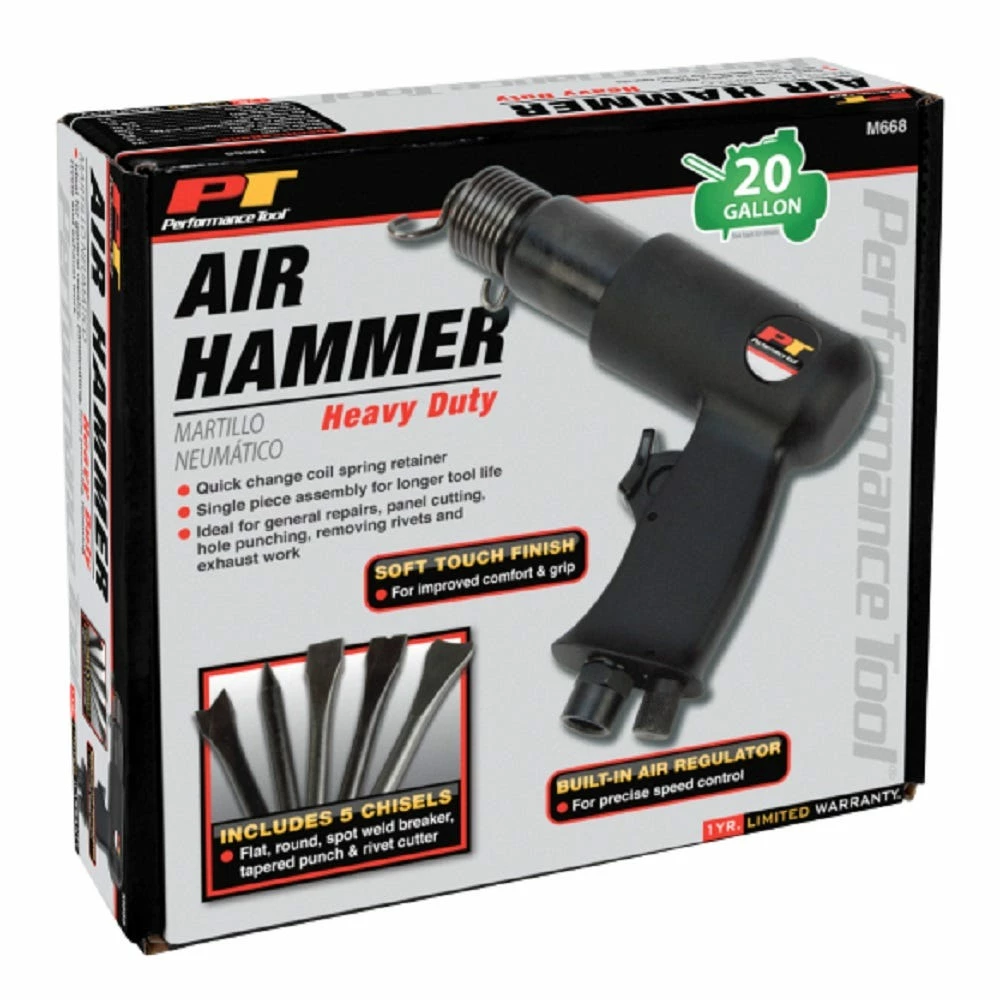 Performance Tool HS Air Hammer with 5 Chisels - M668 - Air Tools - Image 2