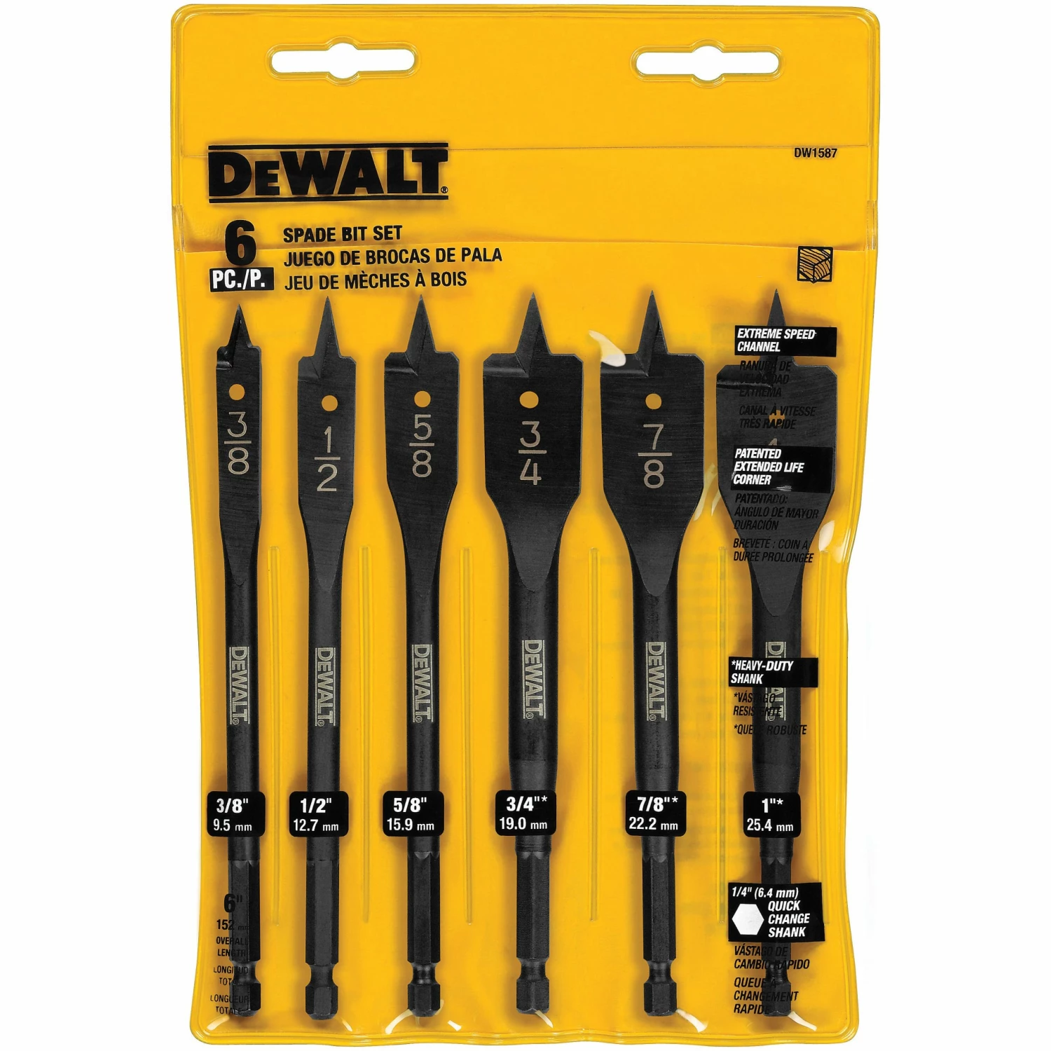DeWalt 6-Piece Wood Boring Bit Set - DW1587 - Drills & Drivers