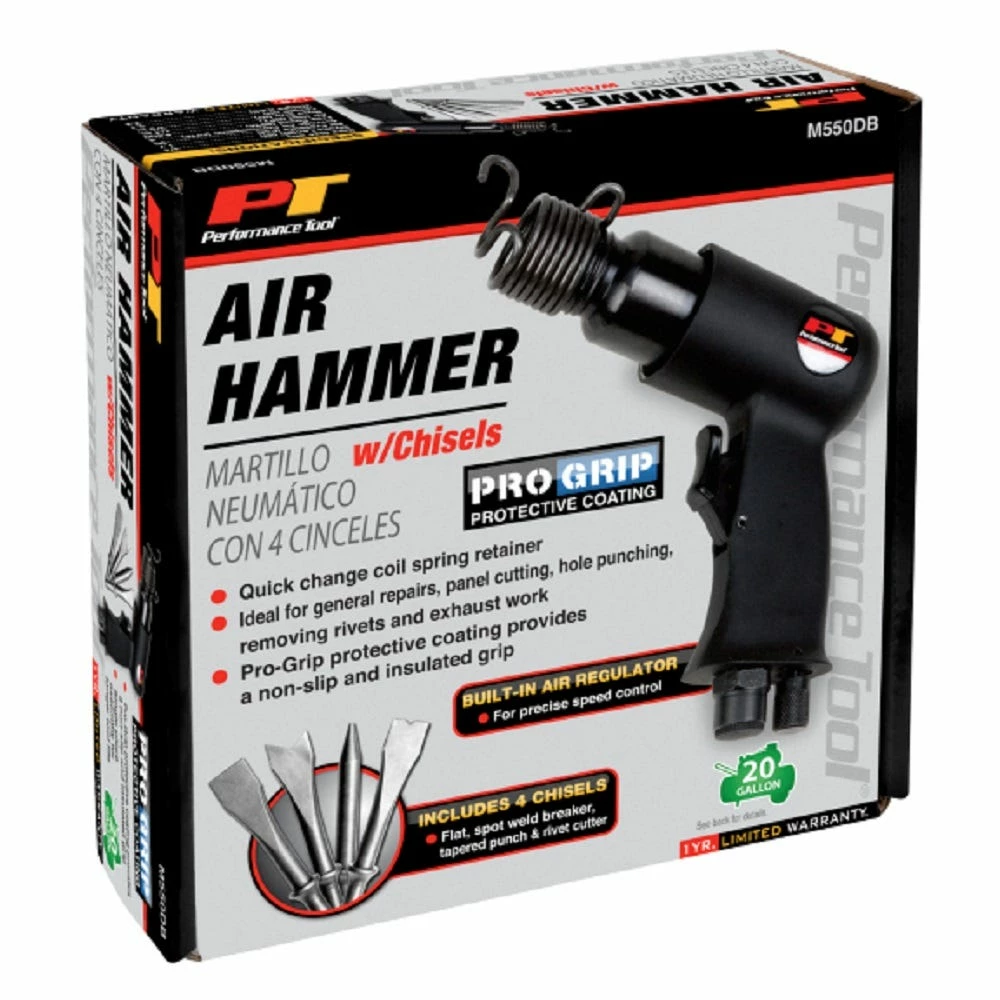Performance Tool Air Hammer with 4 Chisels - M550DB - Air Tools - Image 2