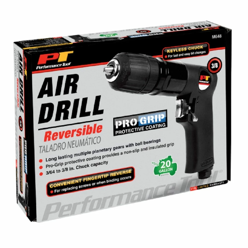 Performance Tool 3/8" Reversible Drill - M648 - Air Tools - Image 3