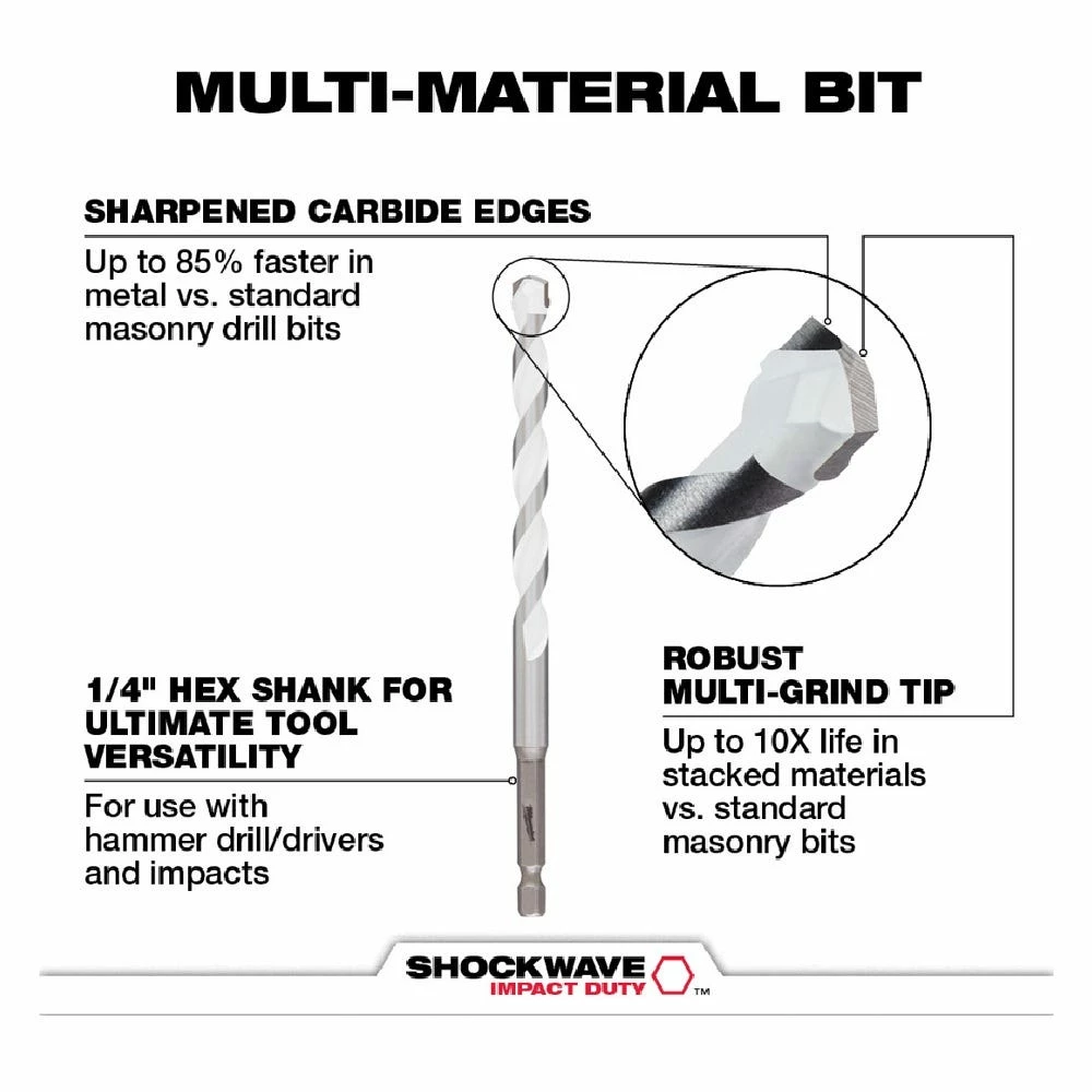 Milwaukee 5/32" Shockwave™ Carbide Multi-Material Drill Bit - 48-20-8882 - Power Tool Accessories - Image 3