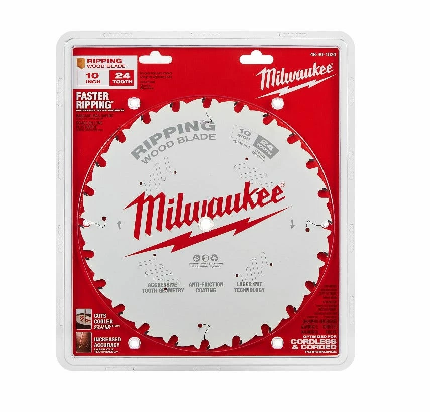 Milwaukee 10 Inch 24T Ripping Circular Saw Blade 48-40-1020 - Circular Saw Blades