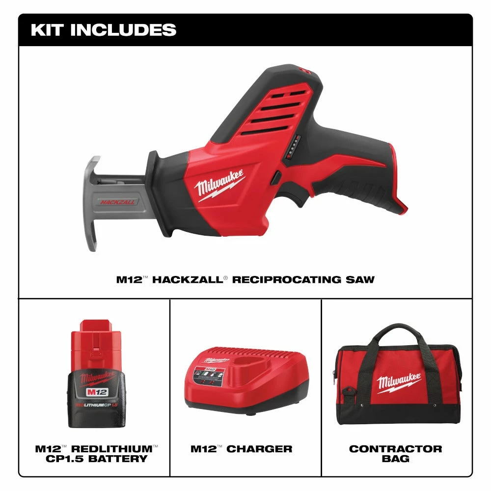 Milwaukee Tools M12 Hackzall Cordless Lithium Ion Reciprocating Saw Kit - 2420-21 - Other - Image 14
