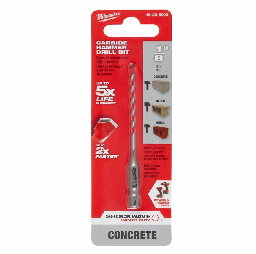 Milwaukee® 1/8" x 2" x 3-1/2" Shockwave™ Carbide Hammer Drill Bit - 48-20-9000 - Power Tool Accessories - Image 2