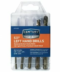 Century Drill & Tool 5 Piece Cobalt Left Hand Stub Drill Bit Set - 74105 - Power Tool Accessories