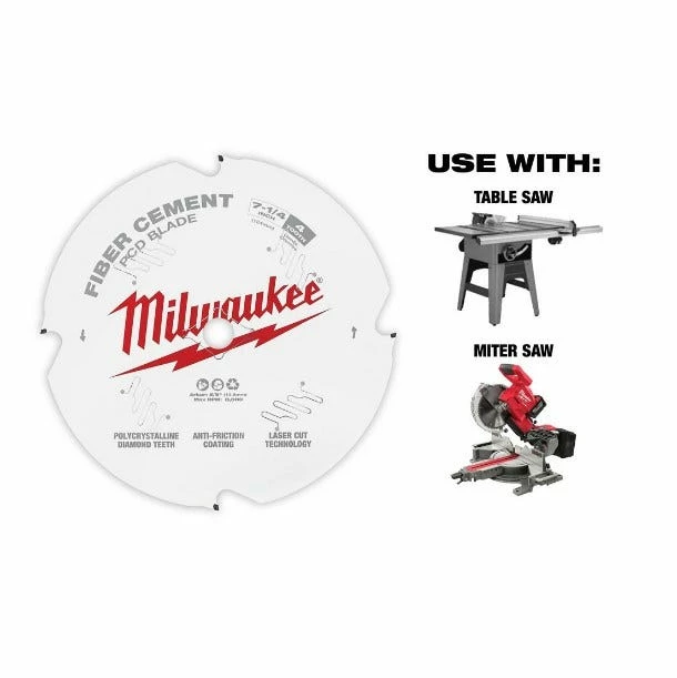 Milwaukee 7-1/4 Inch PCD/Fiber Cement Circular Saw Blade 48-40-7000 - Circular Saw Blades - Image 3