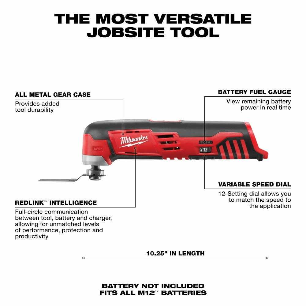 Milwaukee M12 12-Volt Lithium-Ion Cordless Oscillating Hex Impact Driver, Tool Only - 2426-20 - Air Tools - Image 11
