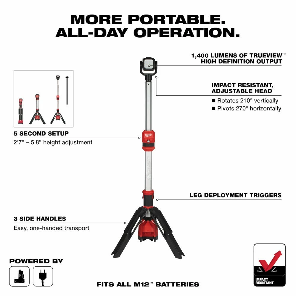 Milwaukee M12 Rocket Dual Power Tower Light 2132-20 - Replacement Parts & Accessories - Image 8