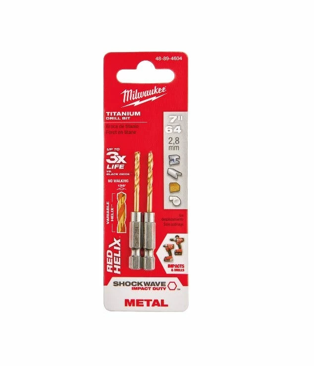 Milwaukee Shockwave 7/64" Titanium Drill Bit - 48-89-4604 - Drill Bits