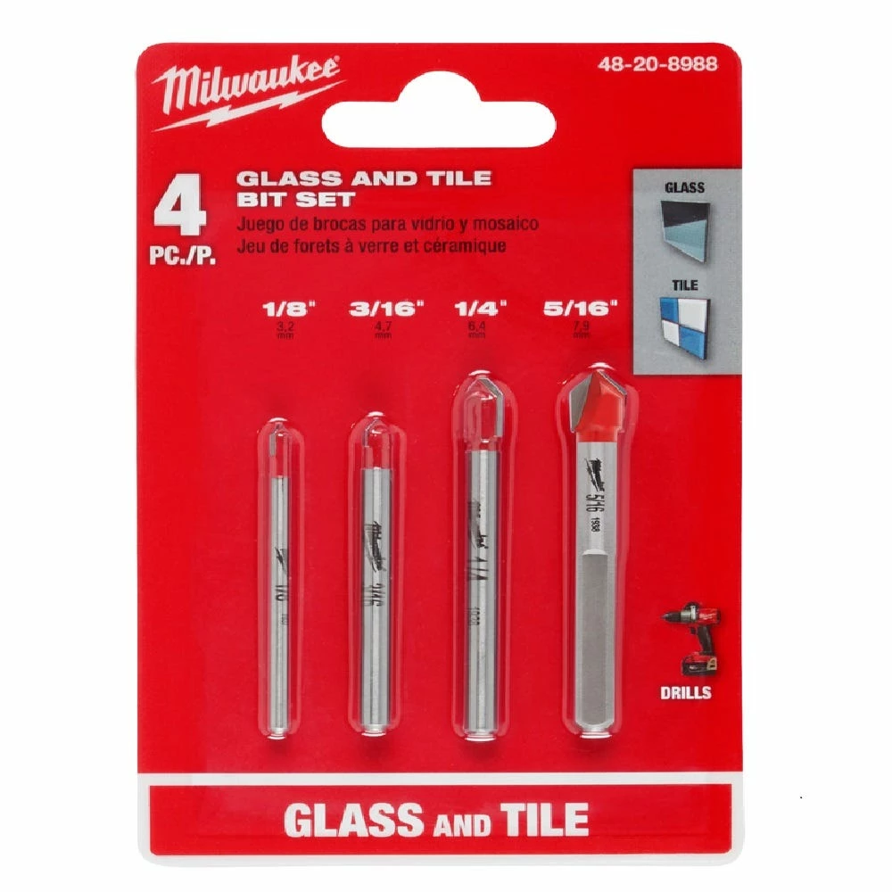 Milwaukee Glass and Tile Bit Set, 4-Piece - 48-20-8988 - Power Tool Accessories - Image 2