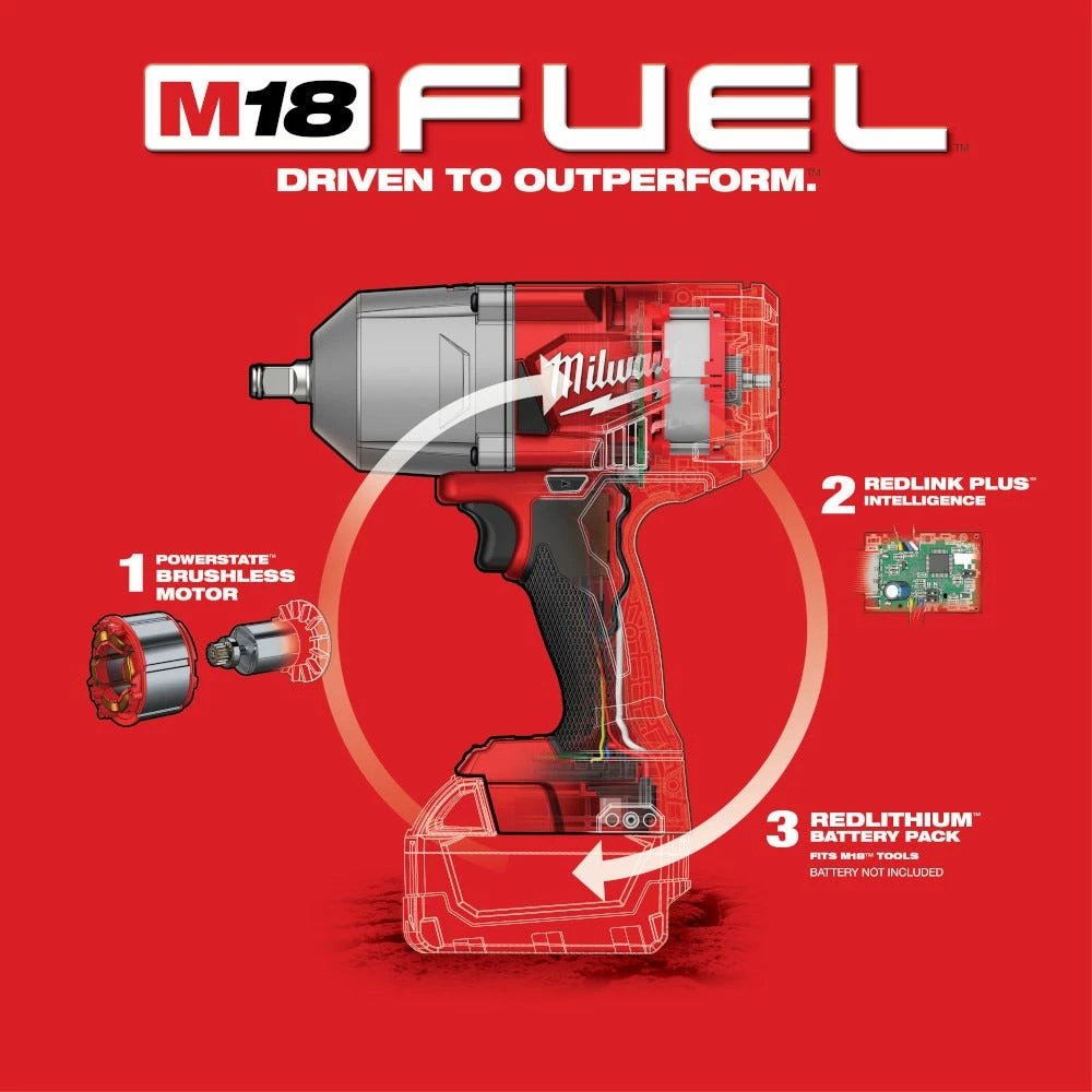 Milwaukee M18 FUEL 18-Volt Lithium-Ion Brushless Cordless 1/2" Impact Wrench with Friction Ring, Tool-Only 2767-20 - Other - Image 3