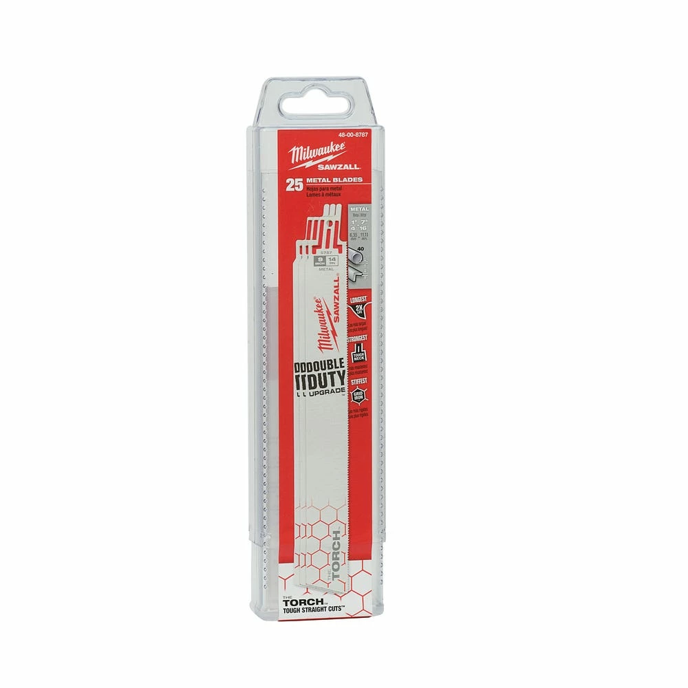 Milwaukee Tools 9" 14 TPI The Torch Sawzall Blades, 25 Pack - 48-00-8787